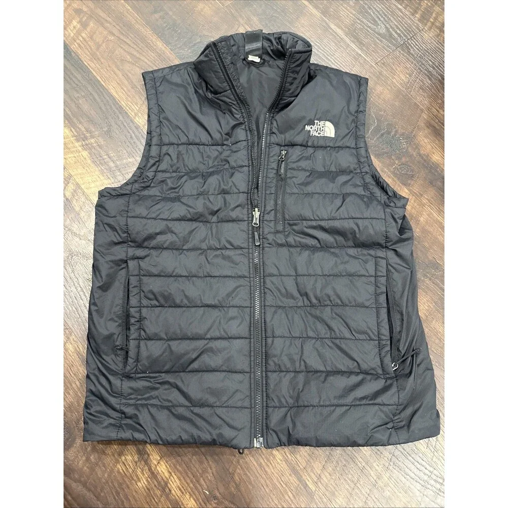 The North Face Mens Vest Medium M Black Synthetic Puffer Full Zip Heatseeker F13